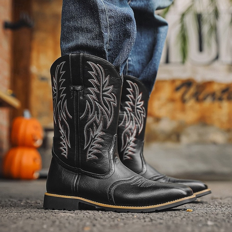 Women's Western Cowboy Boots with Embroidered Shaft