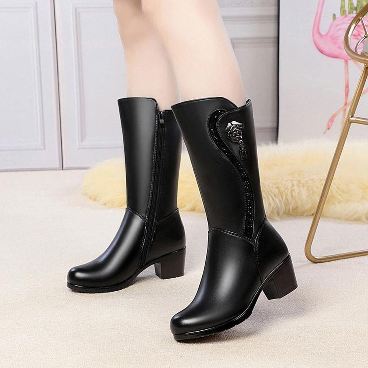Valentine | Platform Block Heel Lace-Up Ankle Boots for Women