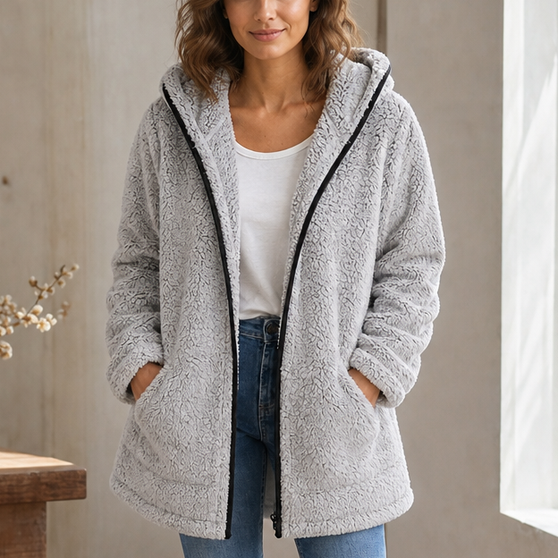 Cozyelle – Plush Hooded Cardigan