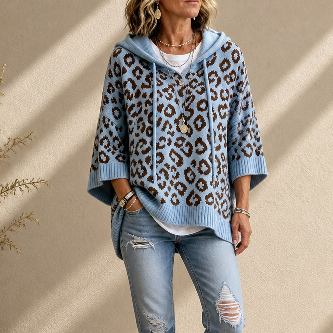 Leopard Lane – Oversized Leopard Knit Hooded Sweater