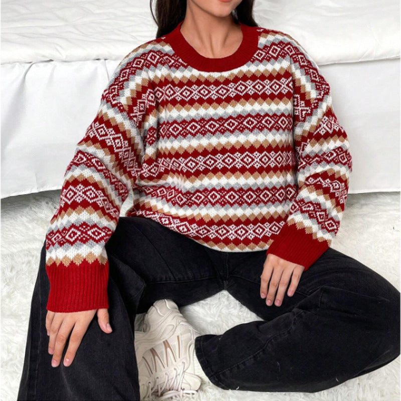 Velvet | Fair Isle Sweater with Crew Neck for Women