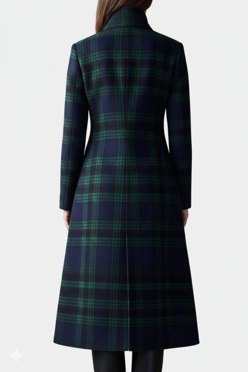 Vienne | Wool Long Winter Coat with Button-Down for Women