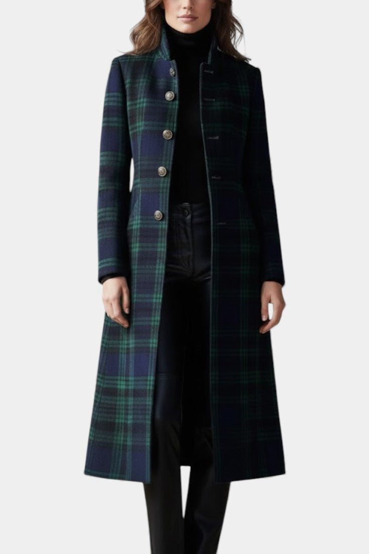 Vienne | Wool Long Winter Coat with Button-Down for Women