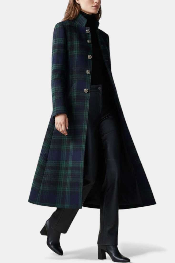 Vienne | Wool Long Winter Coat with Button-Down for Women