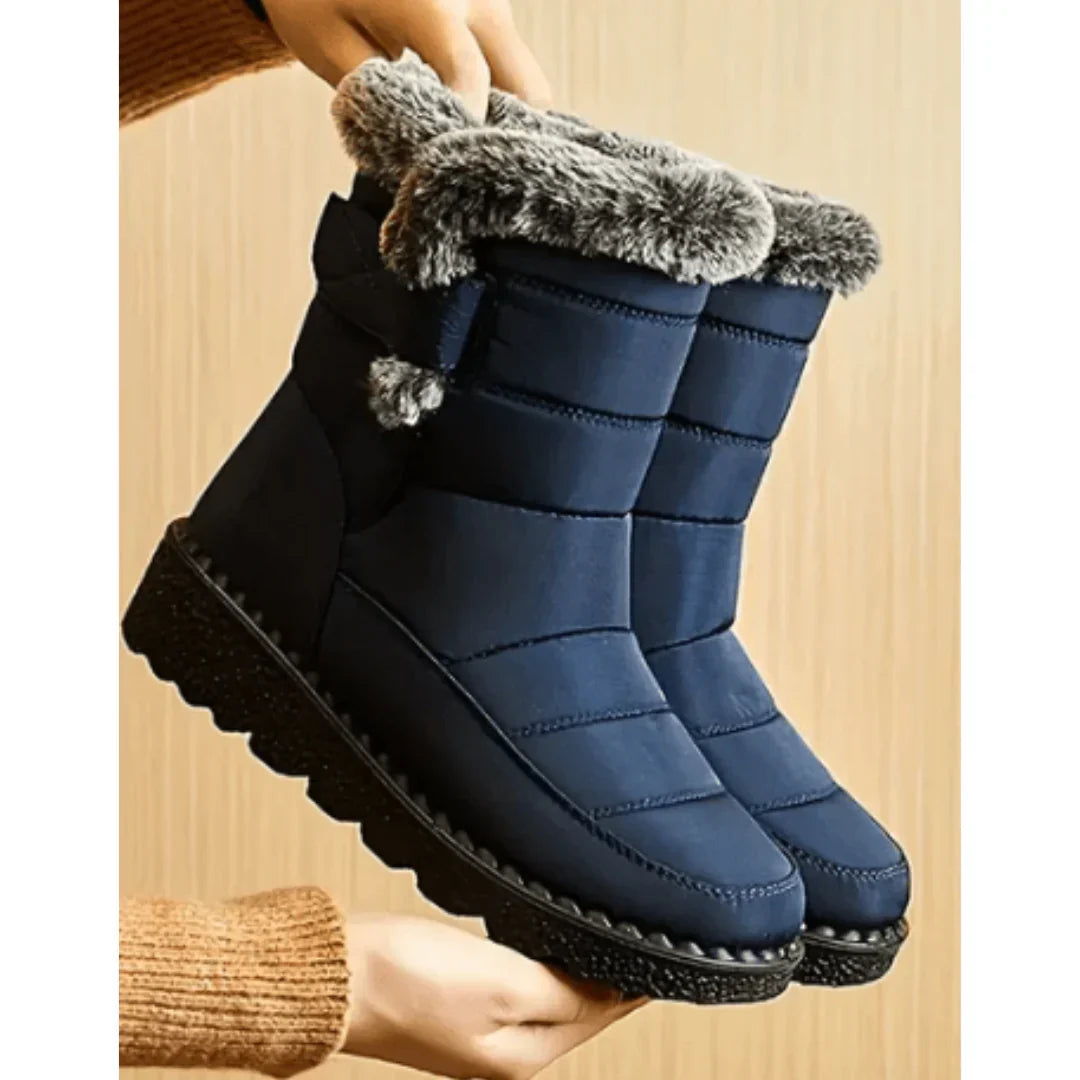 Women's Winter Snow Boots, Quilted Upper, Faux Fur Trim
