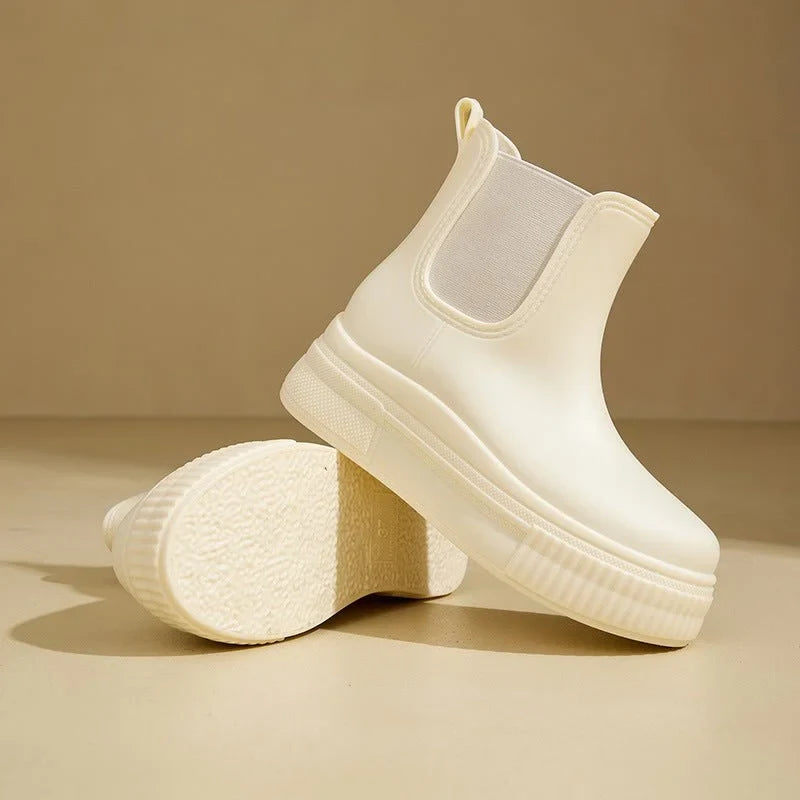 Waterproof boots women's chelsea platform rain ankle