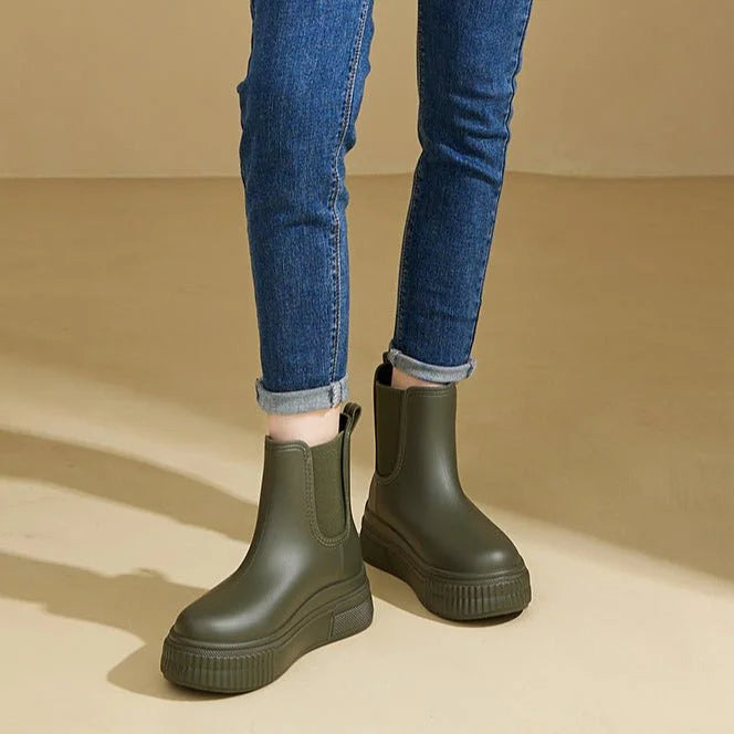 Waterproof boots women's chelsea platform rain ankle