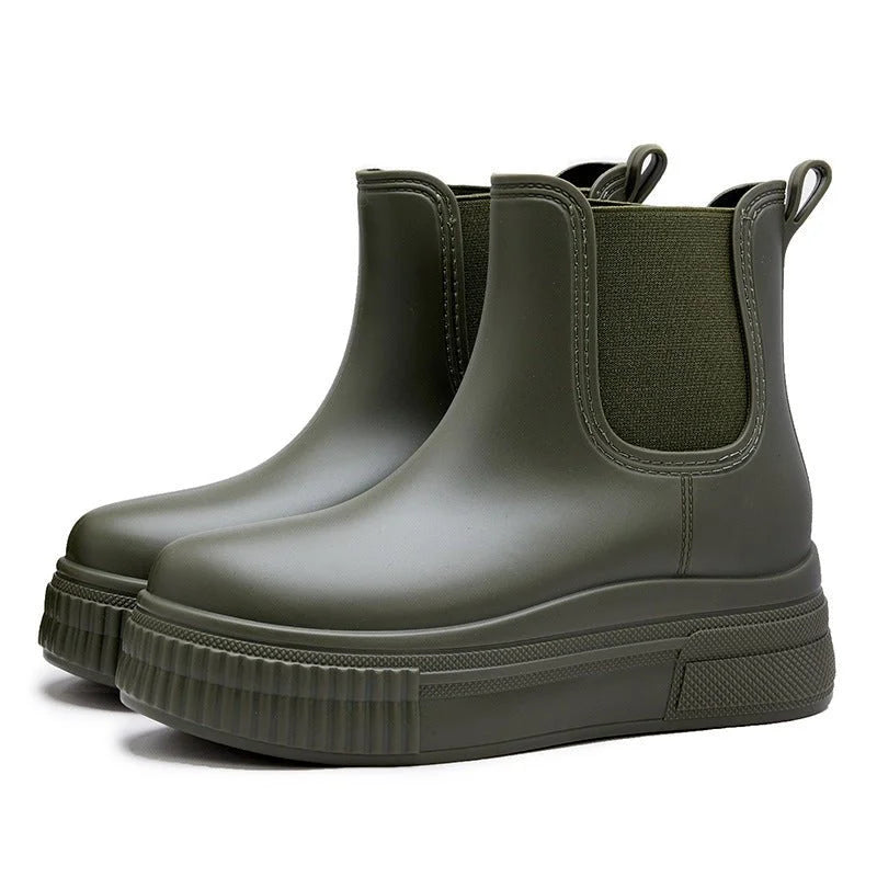 Waterproof boots women's chelsea platform rain ankle
