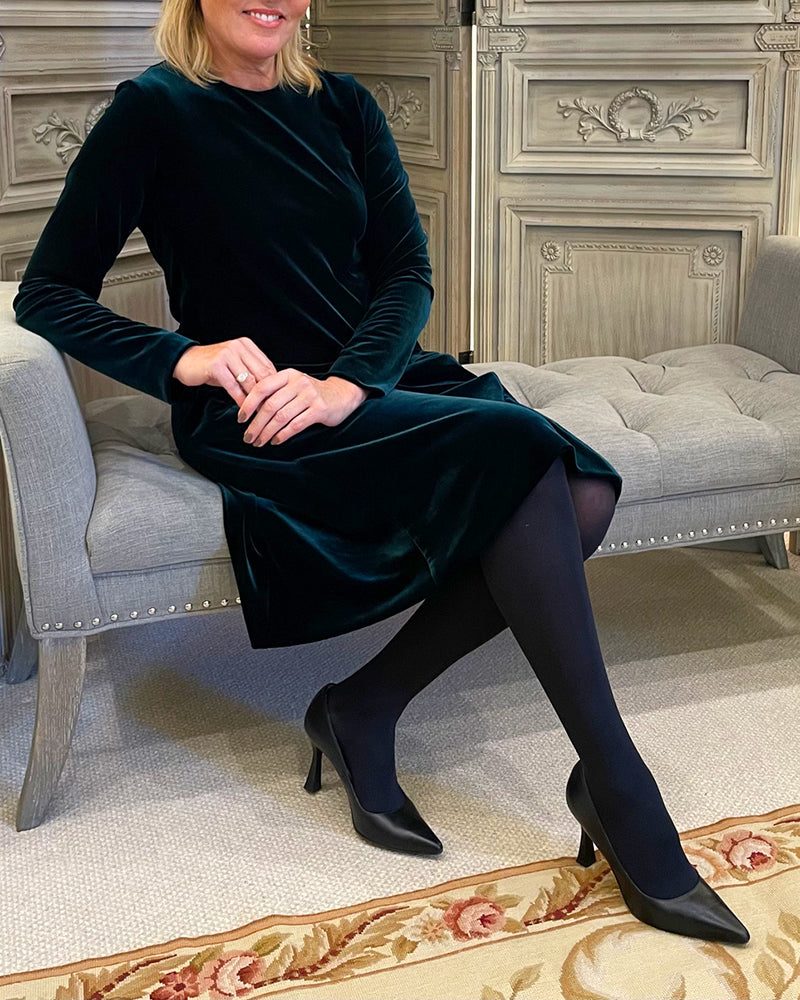 Waverly | Velvet A-Line Midi Dress with Pockets for Women