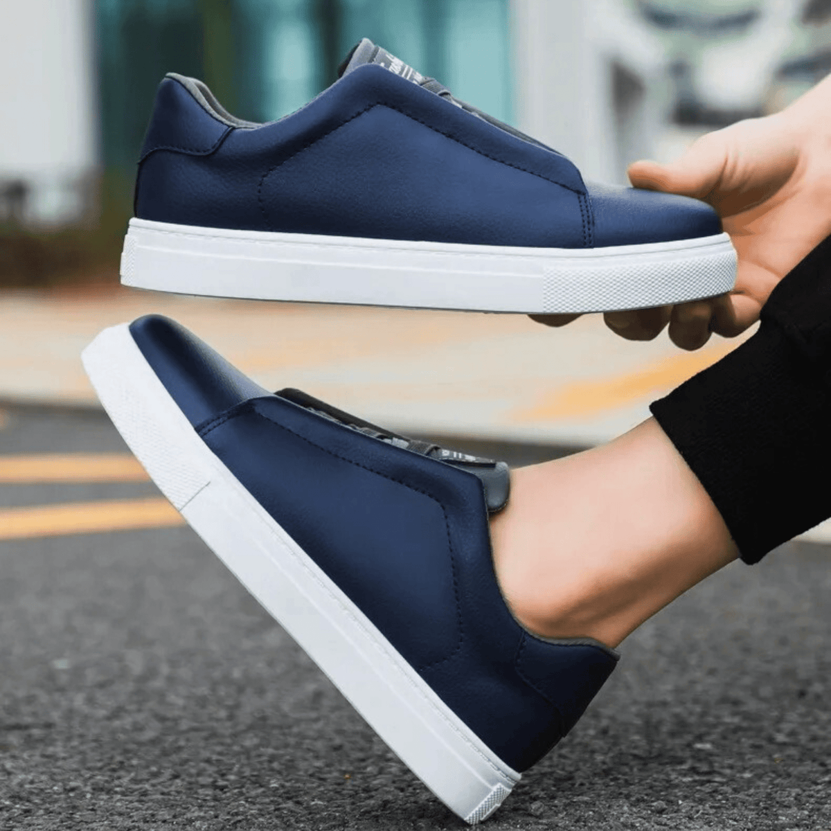 Unisex Low-Top Lace-Up Sneakers, Contrast Rubber Sole