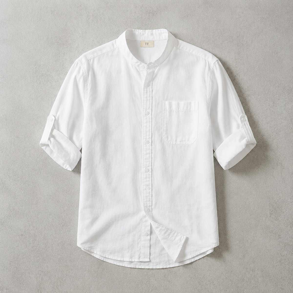 The Bergamo Band Collar Three Quarter Sleeve Shirt