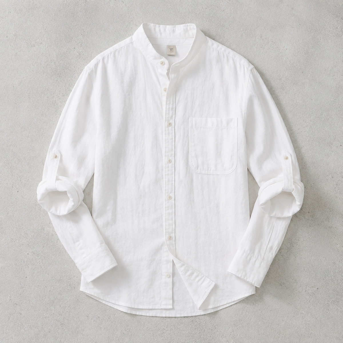 The Savona Stand Collar Roll Sleeve Shirt