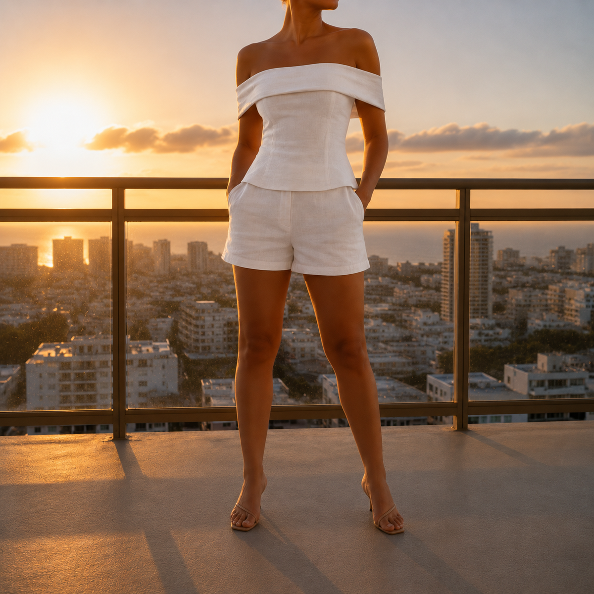 Volterra Linen Off-Shoulder Co-ord Set