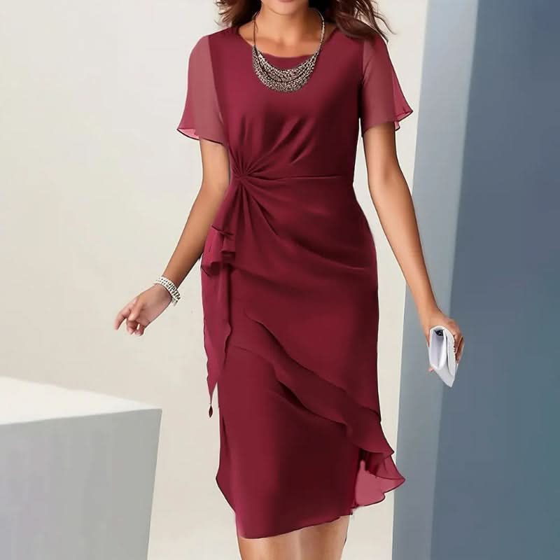 Wivina | Midi Dress with Flutter Sleeves and Ruffle Hem for Women