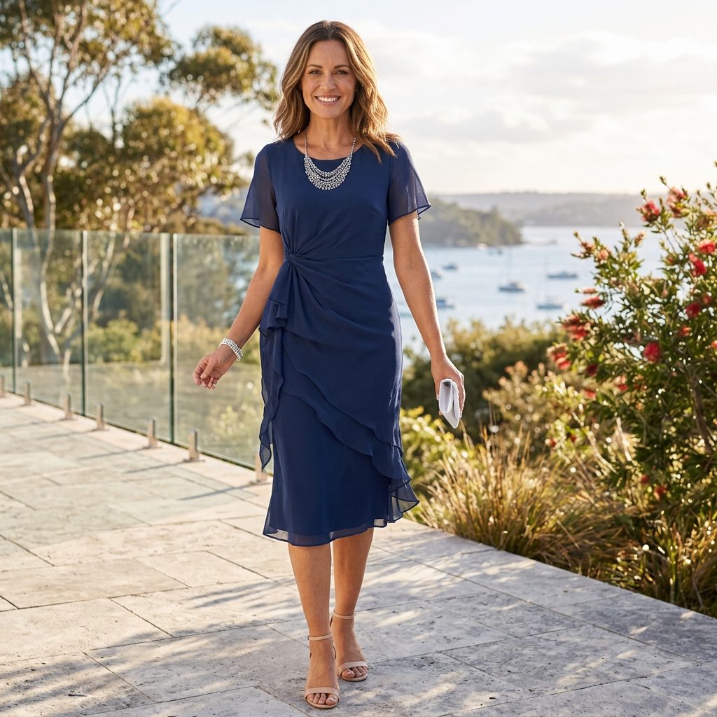 Wivina | Midi Dress with Flutter Sleeves and Ruffle Hem for Women