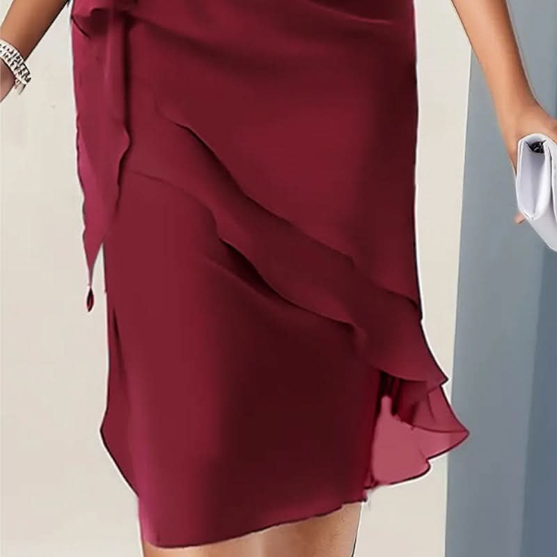 Wivina | Midi Dress with Flutter Sleeves and Ruffle Hem for Women
