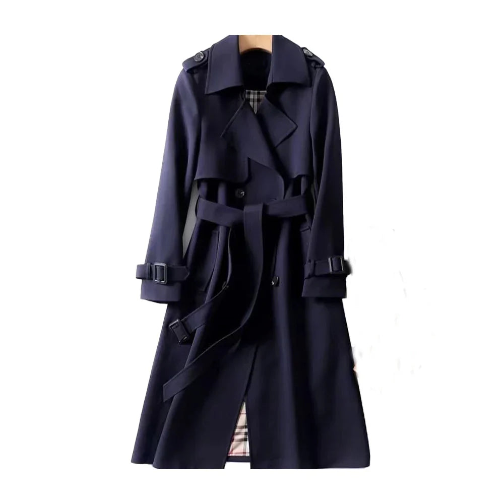 Women's Belted Trench Coat, Notched Lapel, Double-Breasted
