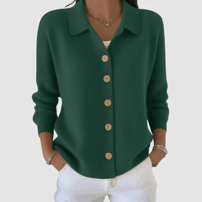 Women's Cardigan Sweater | Collared Button Front Knit