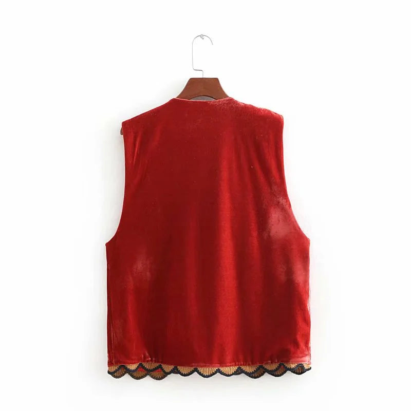 Women’s boho floral open front vest design