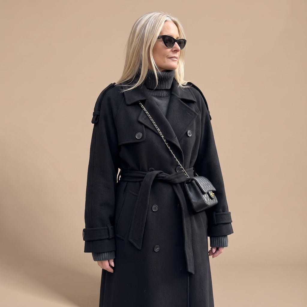 Luna | Women's Classic Double-Breasted Long Belted Trench Coat
