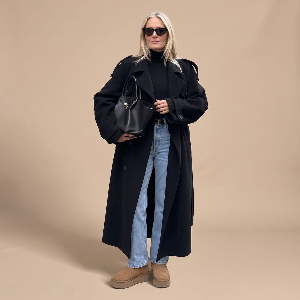 Luna | Women's Classic Double-Breasted Long Belted Trench Coat