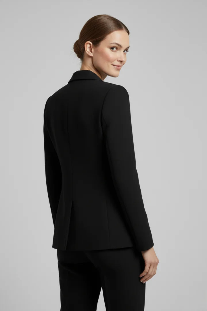 Women’s double-breasted blazer with gold-tone button details