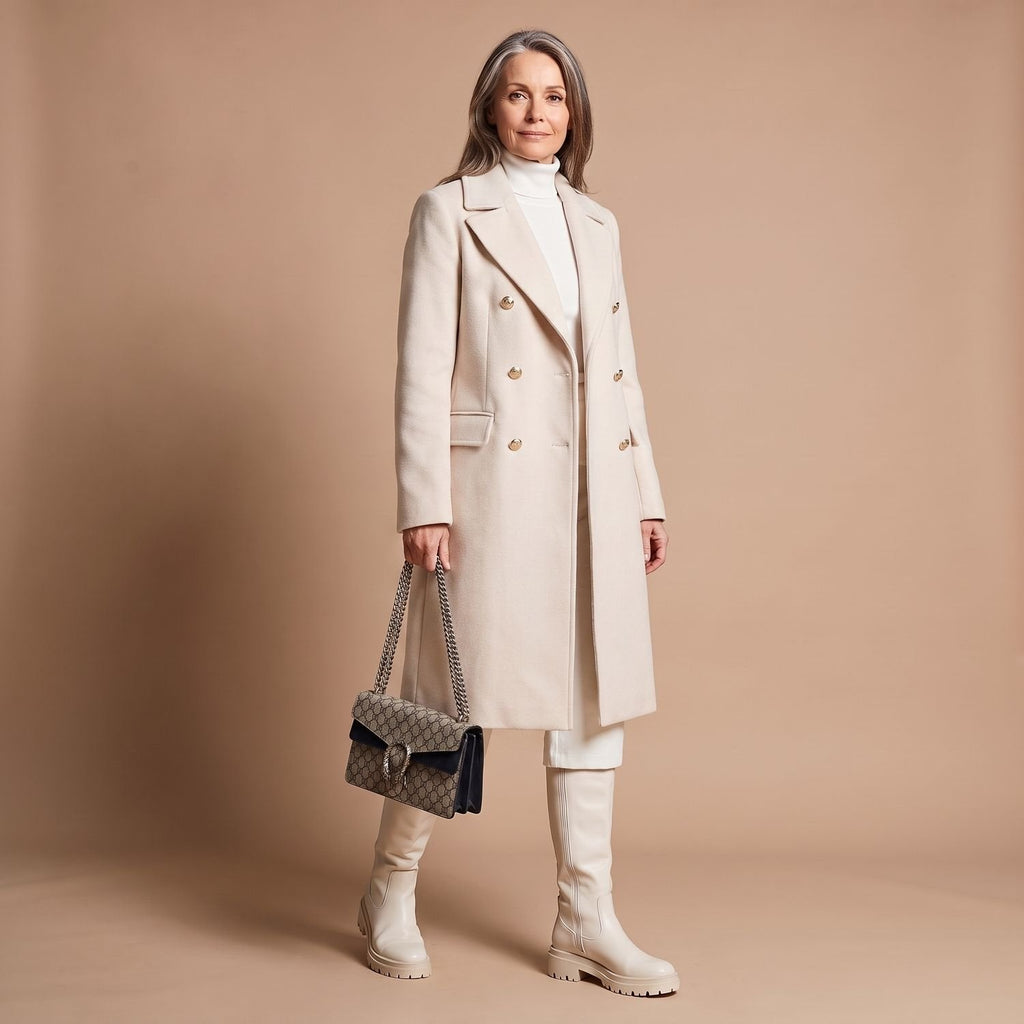 Sophia | Women's Double-Breasted Tailored Wool-Blend Midi Coat