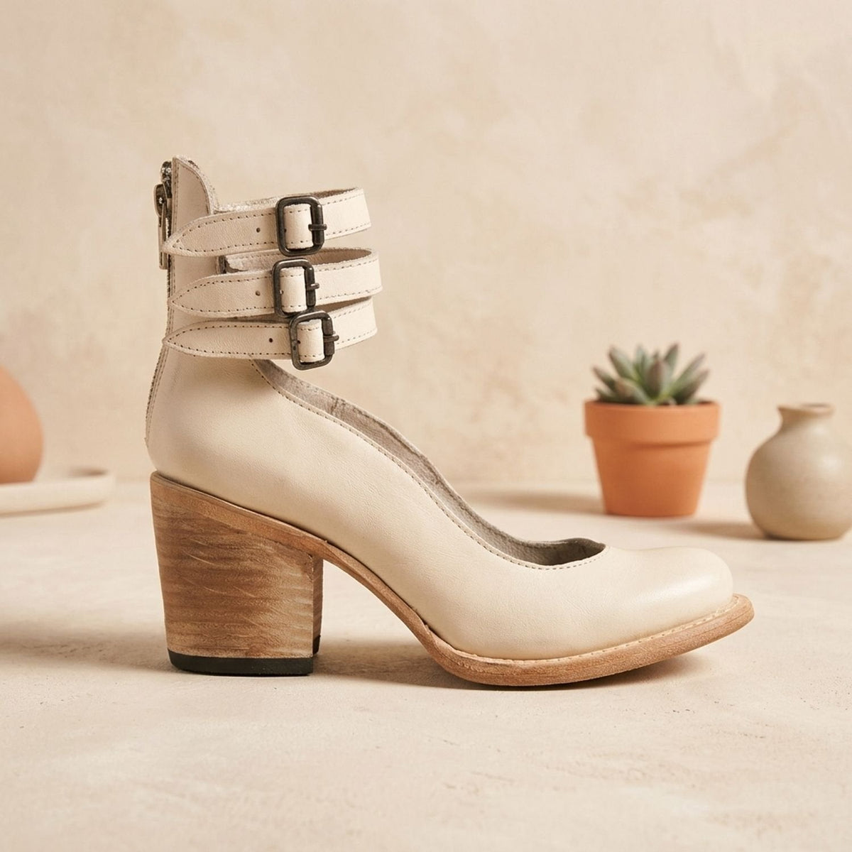 Luna | Women's Elegant Double-Buckle Block-Heel Ankle Boots