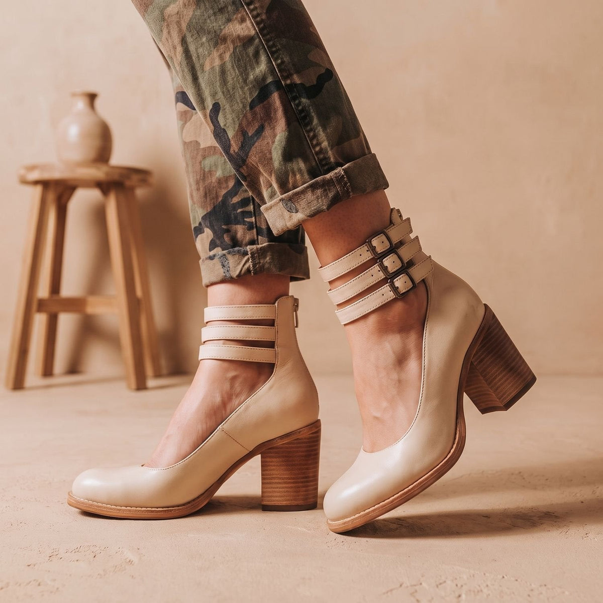 Luna | Women's Elegant Double-Buckle Block-Heel Ankle Boots