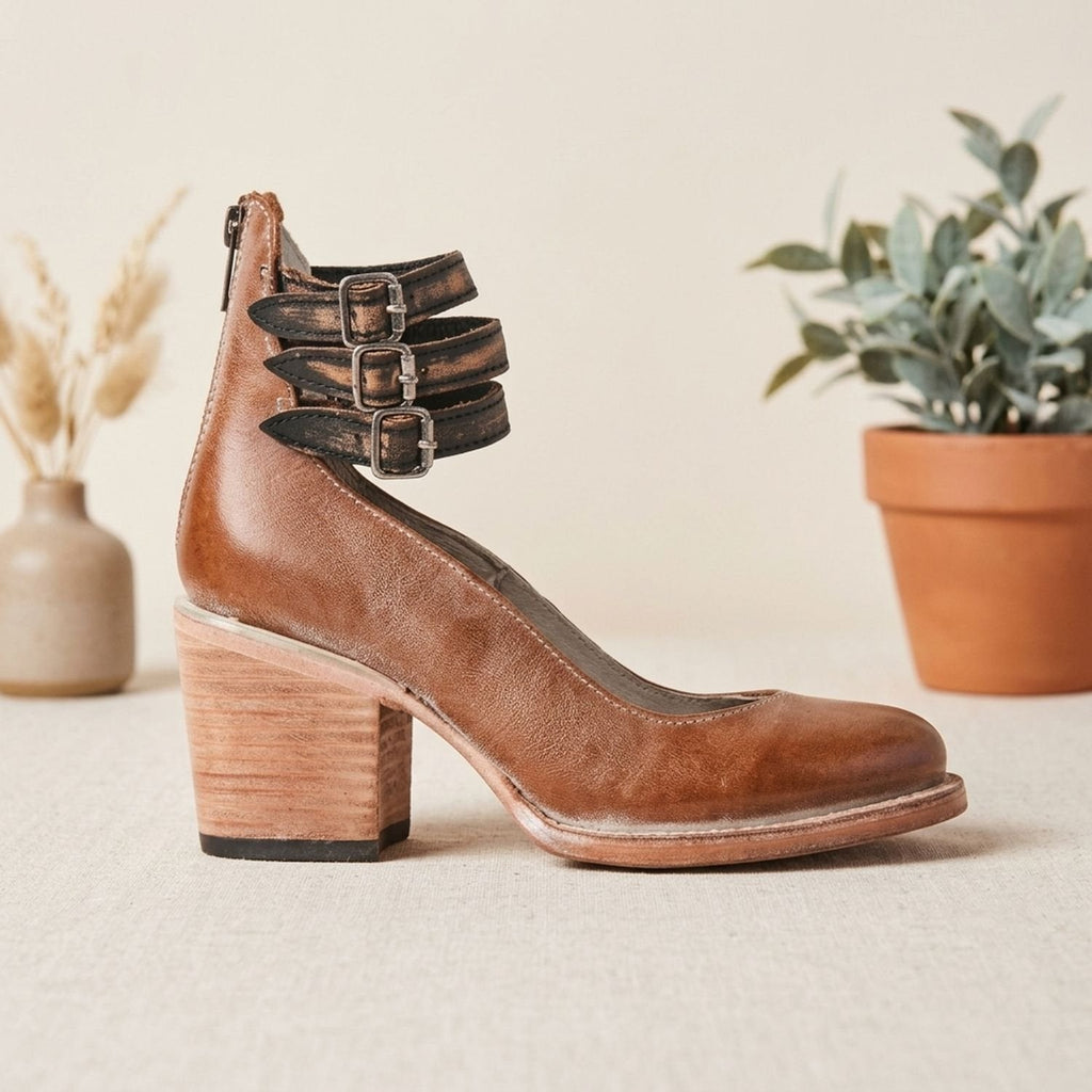 Luna | Women's Elegant Double-Buckle Block-Heel Ankle Boots