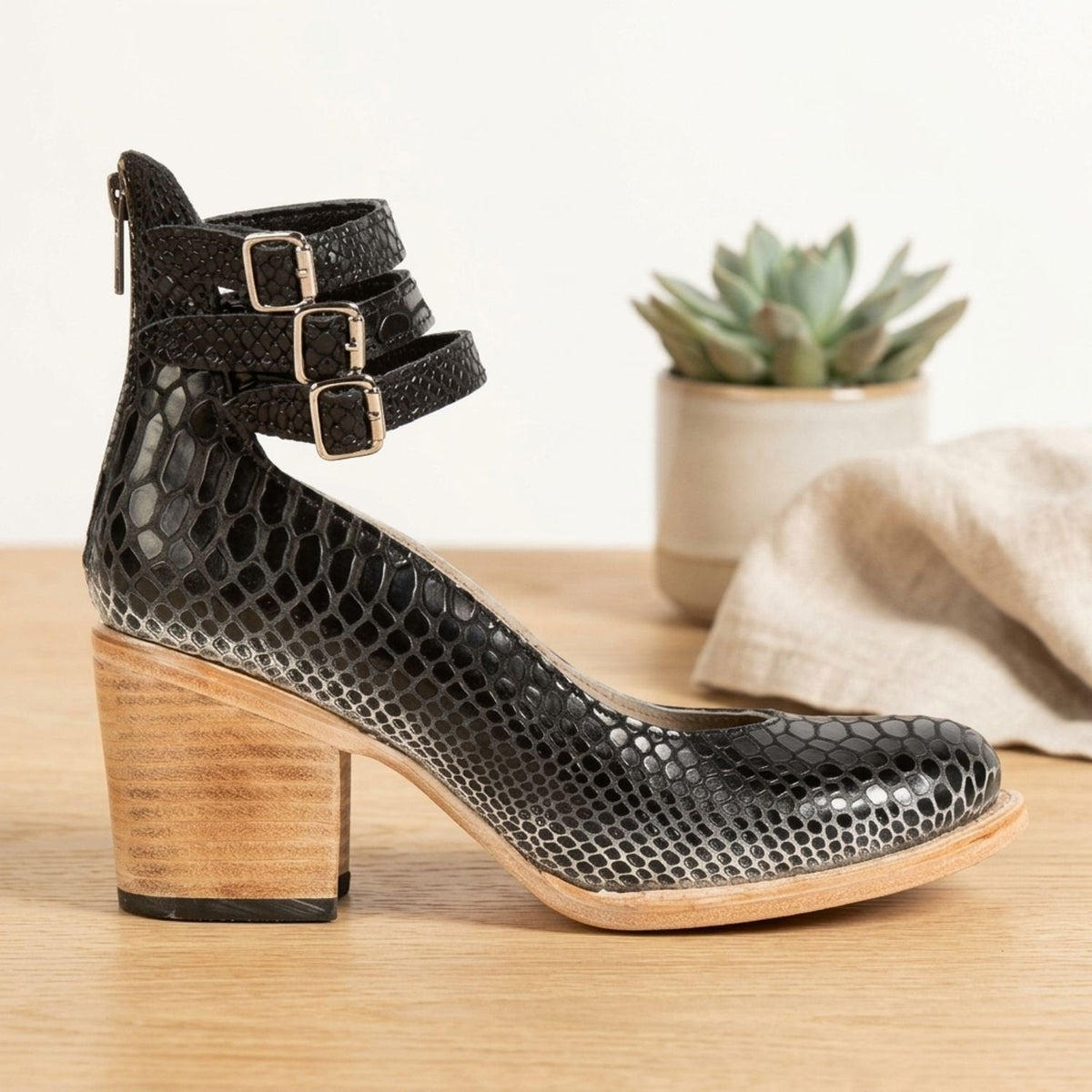 Luna | Women's Elegant Double-Buckle Block-Heel Ankle Boots