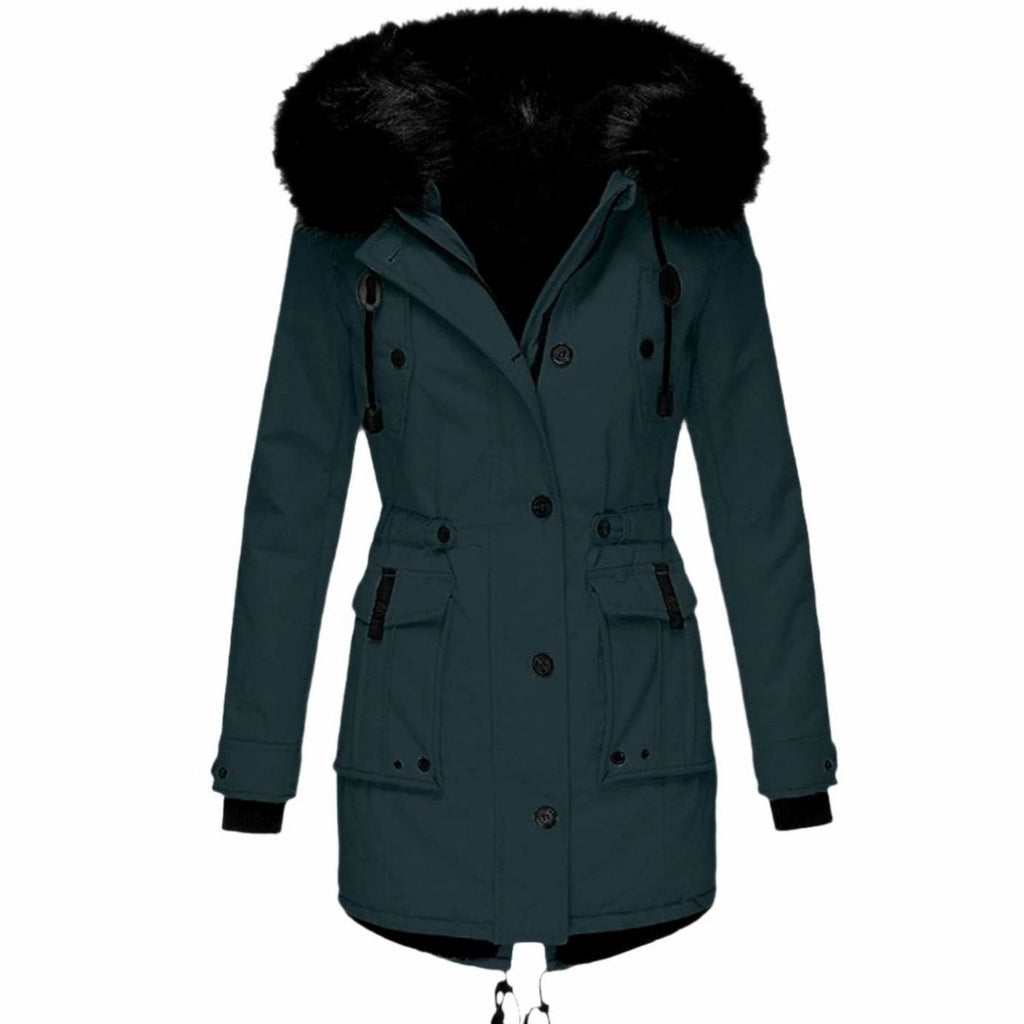 Women's Faux Fur Hooded Fitted Parka Winter Coat
