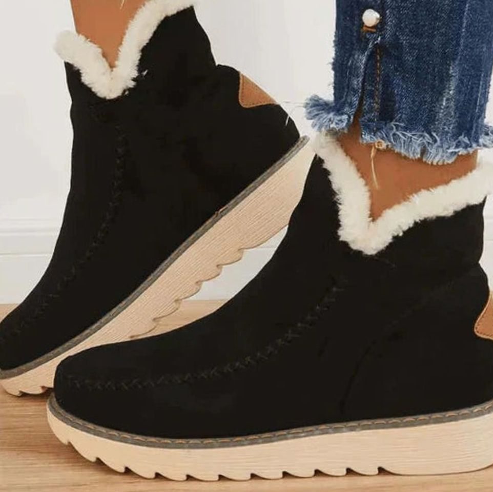 Women's Faux-Fur Lined Slip-On Suede Ankle Boots