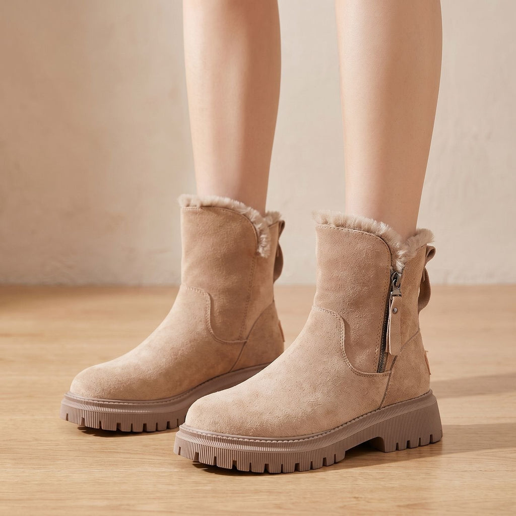 Harper | Women's Faux-Suede Slip-On Fleece-Lined Ankle Boots Platform