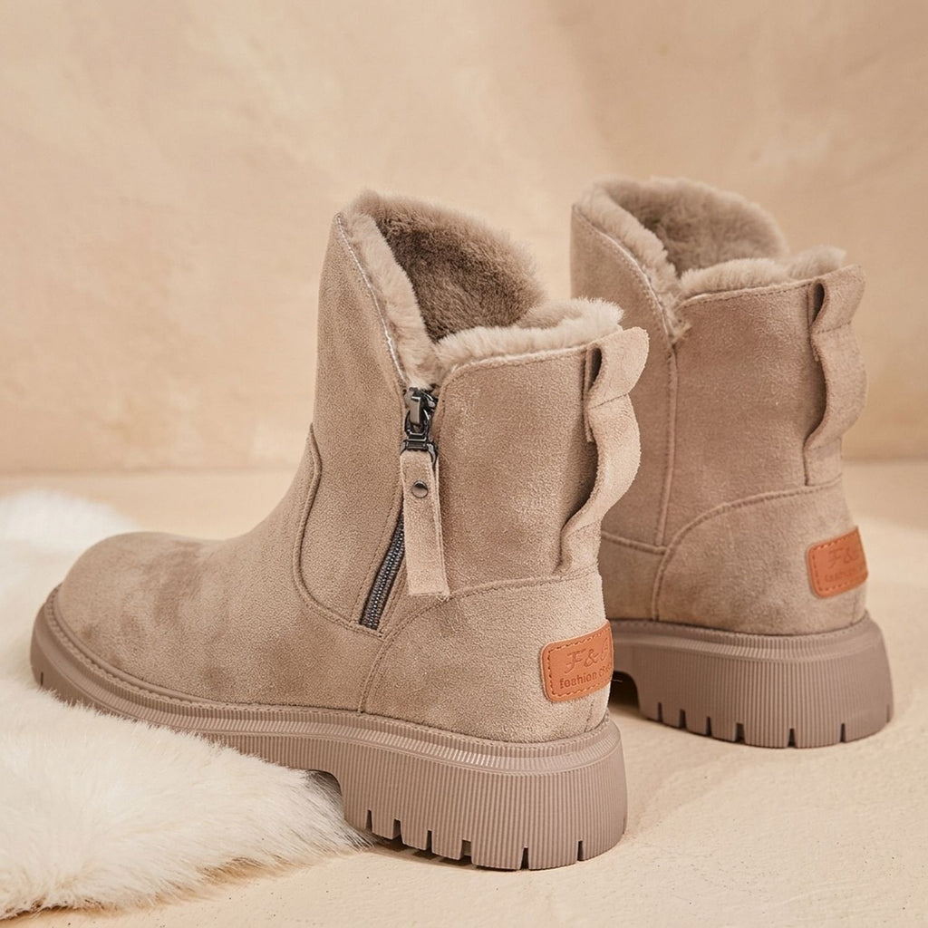 Harper | Women's Faux-Suede Slip-On Fleece-Lined Ankle Boots Platform