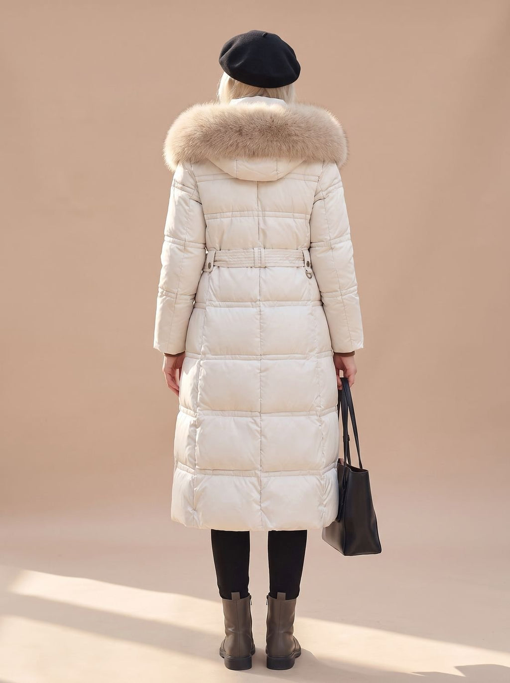 Madison | Women's Fur-Hood Quilted Long Puffer Coat