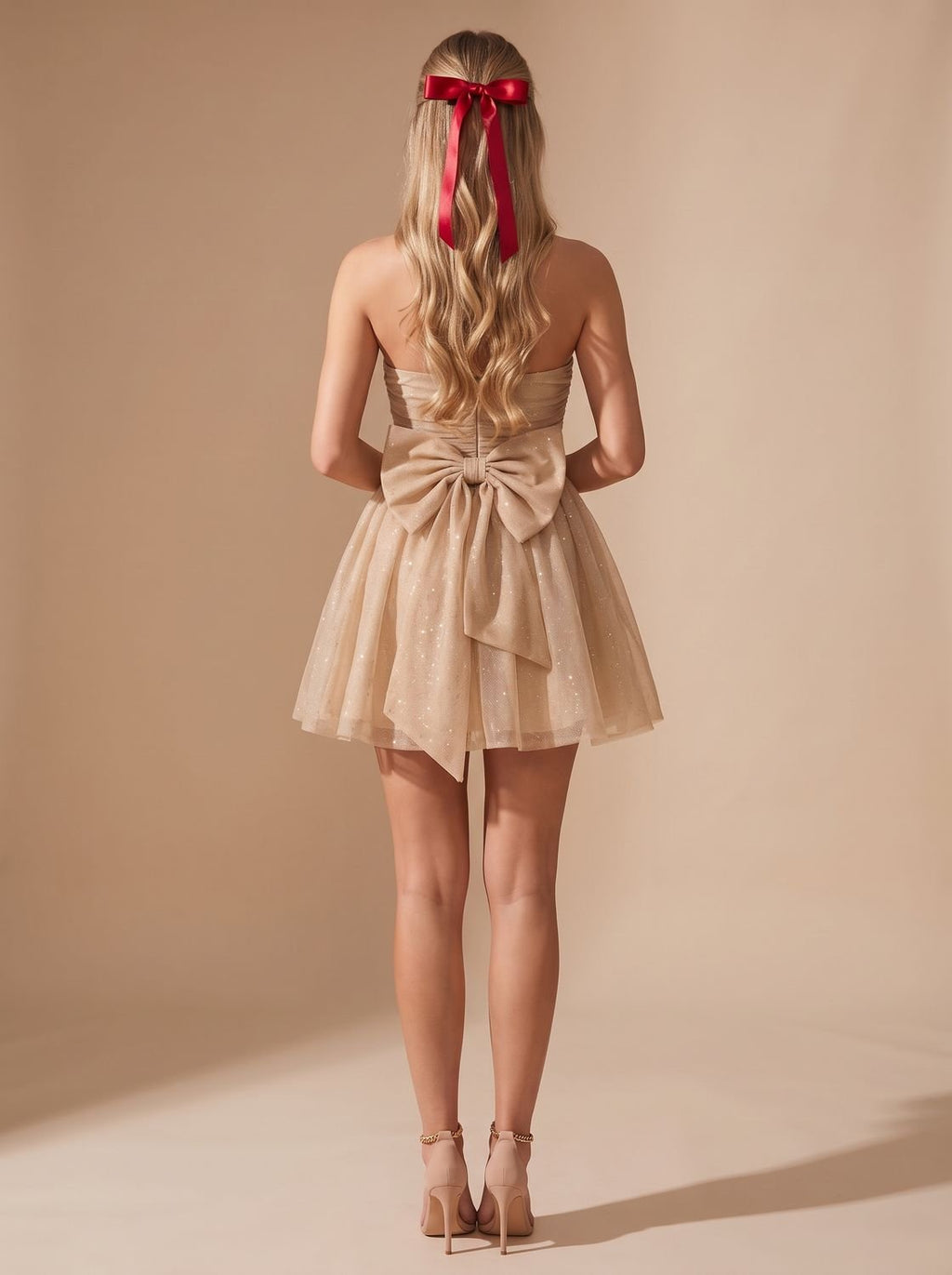 Mia | Women's Glitter Pleated Bustier Christmas Party Mini Dress