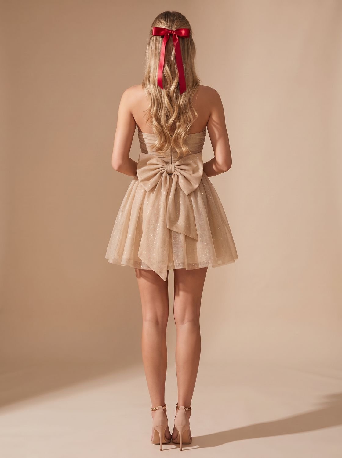 Mia | Women's Glitter Pleated Bustier Christmas Party Mini Dress