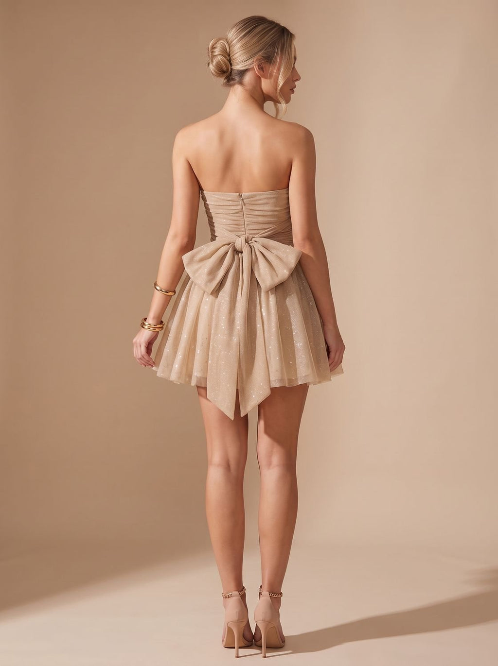 Mia | Women's Glitter Pleated Bustier Christmas Party Mini Dress