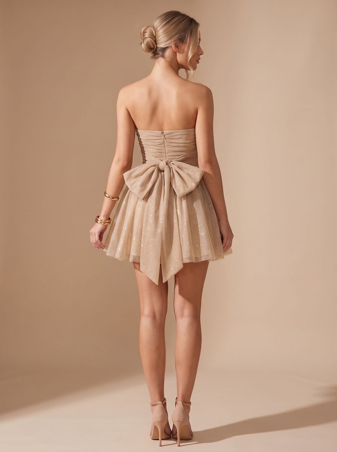 Mia | Women's Glitter Pleated Bustier Christmas Party Mini Dress