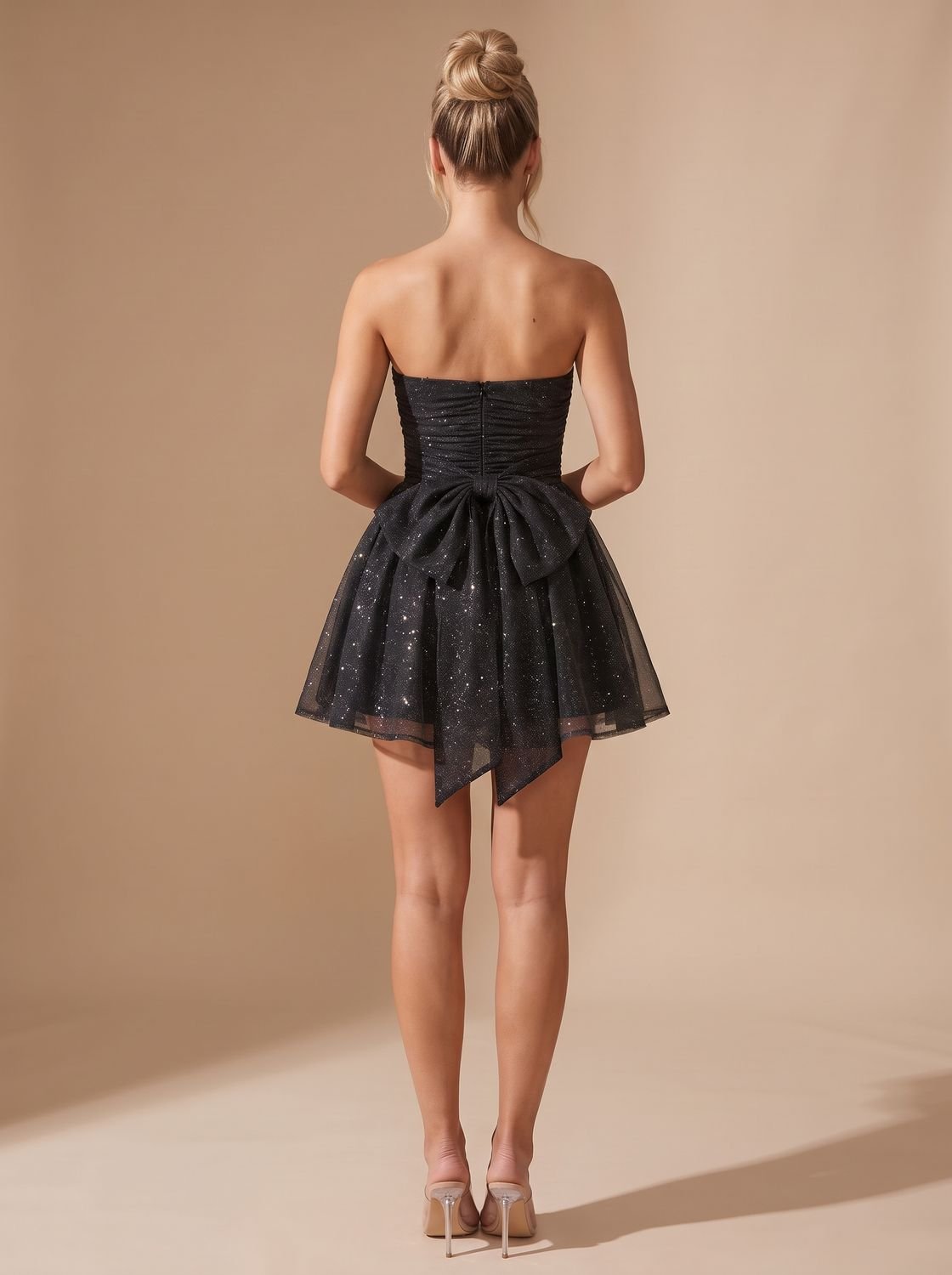 Mia | Women's Glitter Pleated Bustier Christmas Party Mini Dress