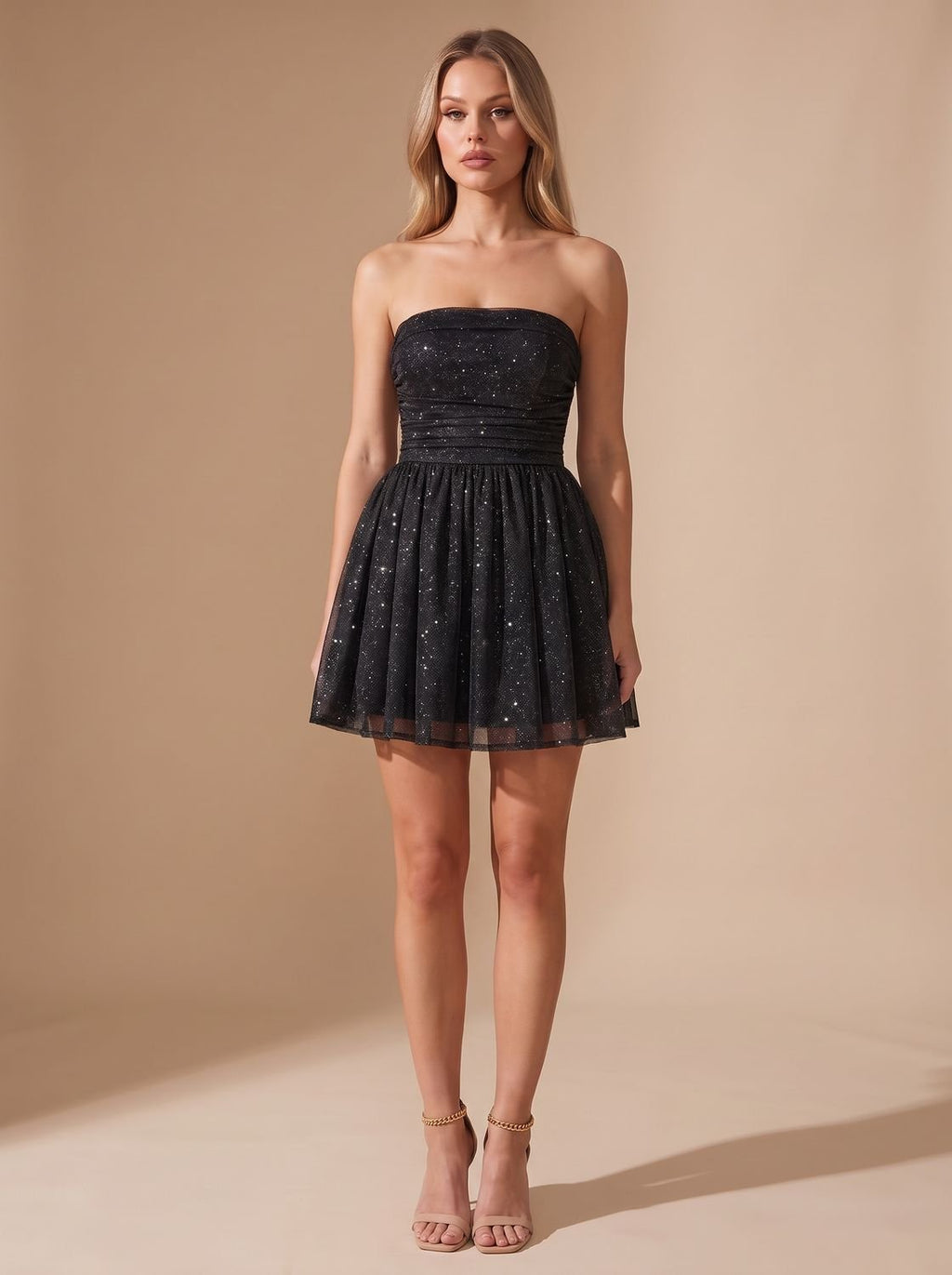 Mia | Women's Glitter Pleated Bustier Christmas Party Mini Dress