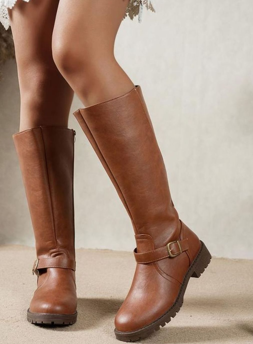 Aria | Women's Knee High Buckle Block Heel Riding Boots