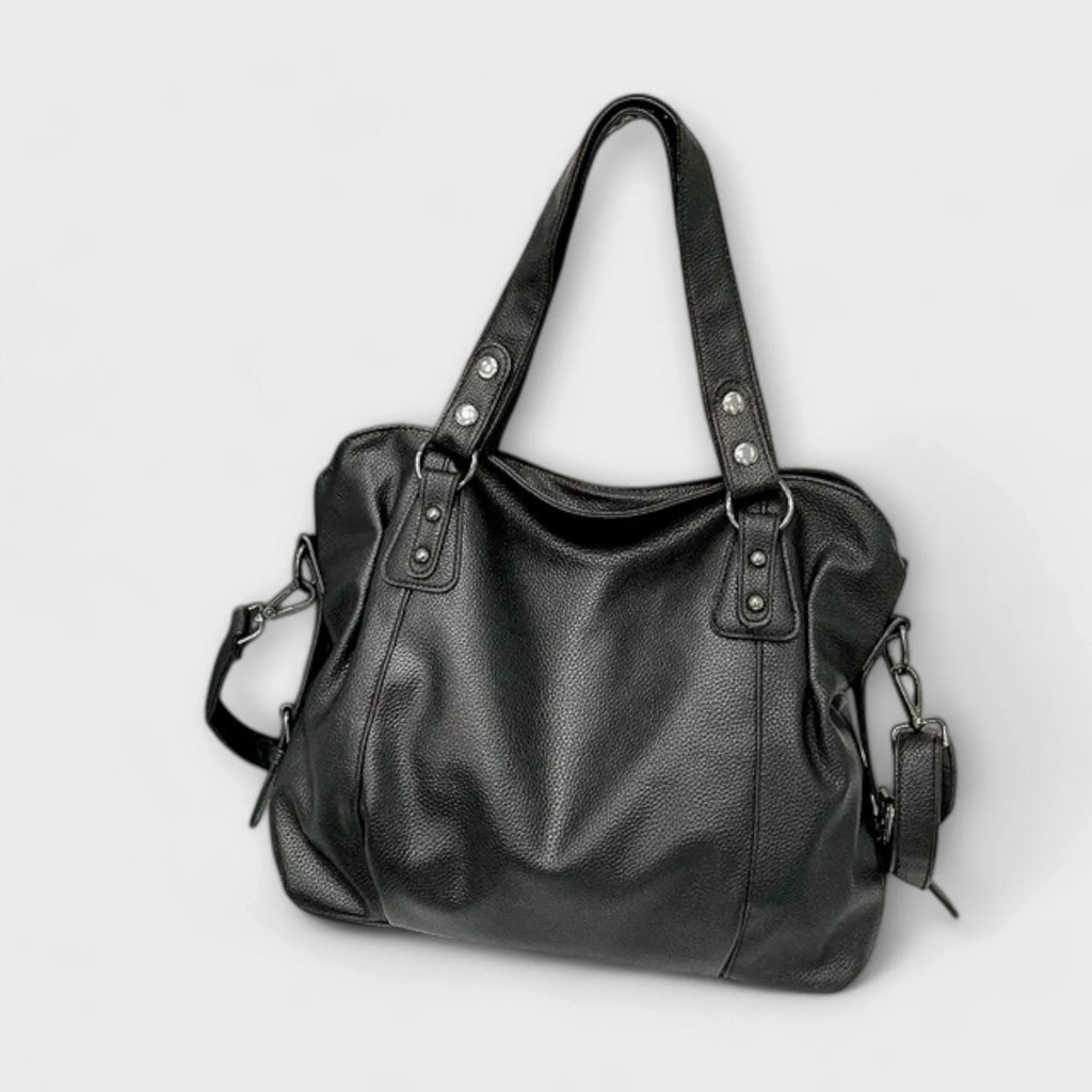 Women's large capacity vegan leather shoulder bag
