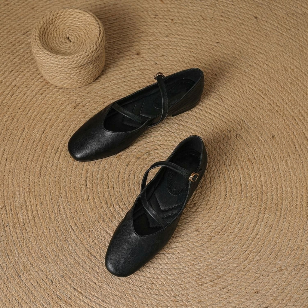 Eleanor | Women's Leather Double-Strap Mary Jane Flats