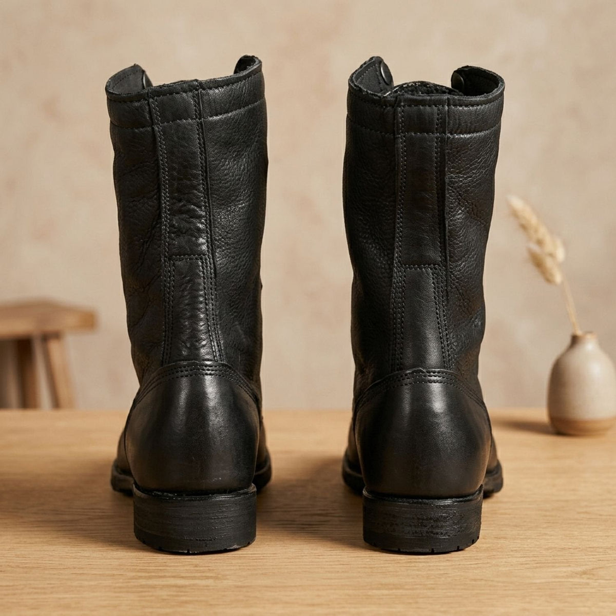 Emma | Women's Leather Lace-Up Mid-Calf Combat Boots