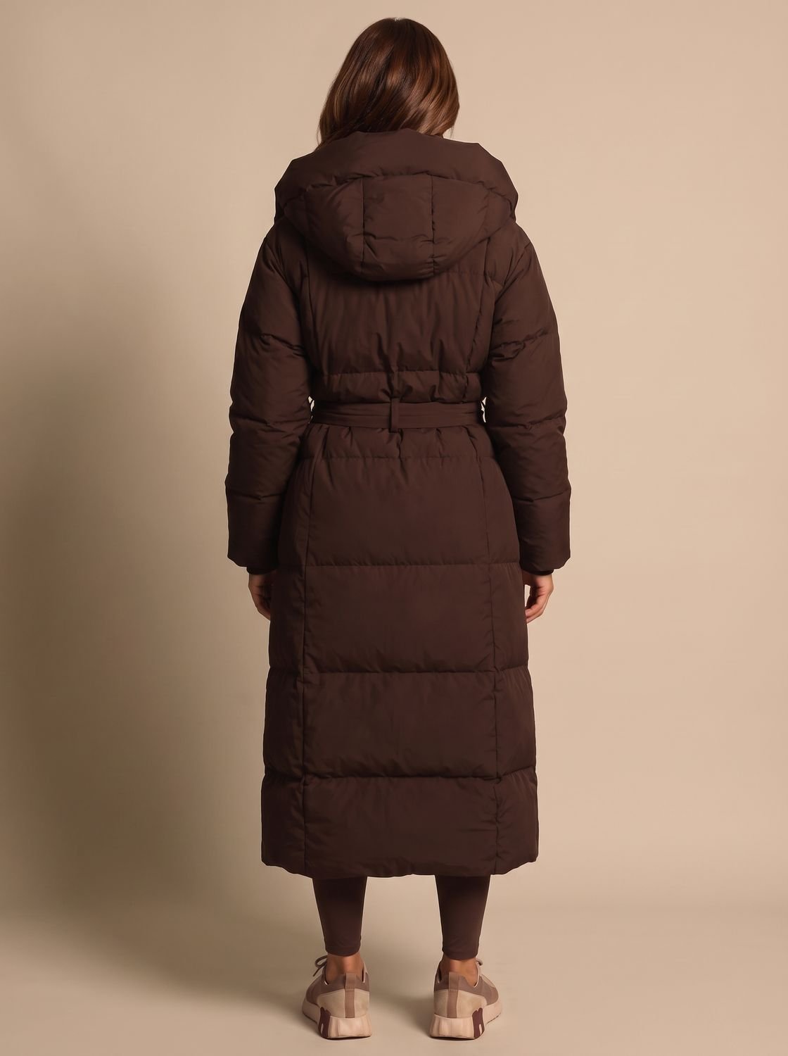 Grace | Women's Long Hooded Puffer Coat Belted Longline Winter Jacket