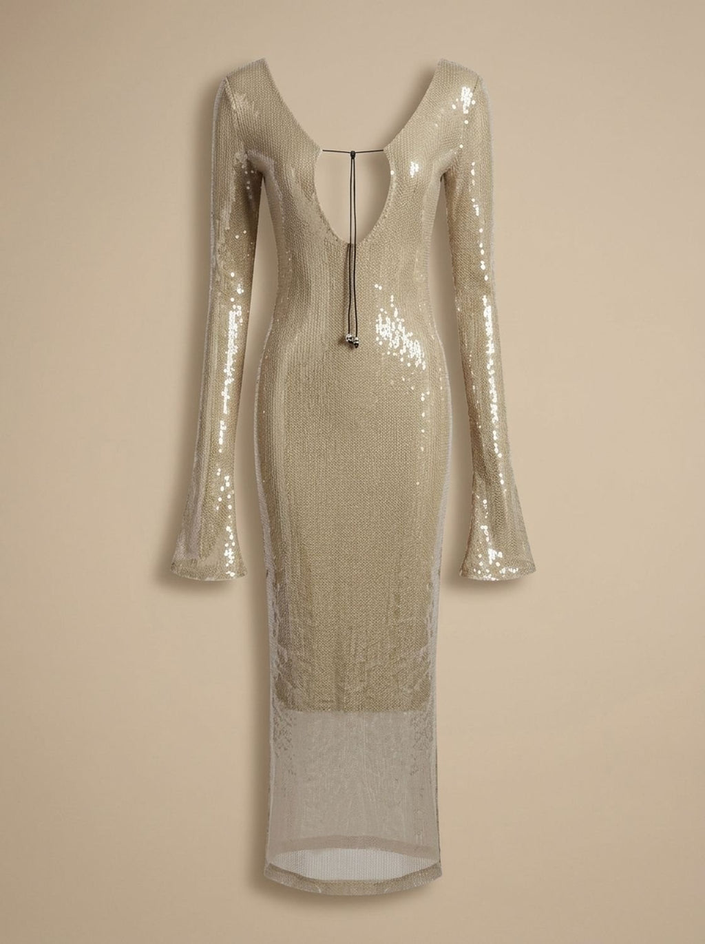 Charlotte | Women's Long-Sleeve V-Neck Sequin Maxi Dress