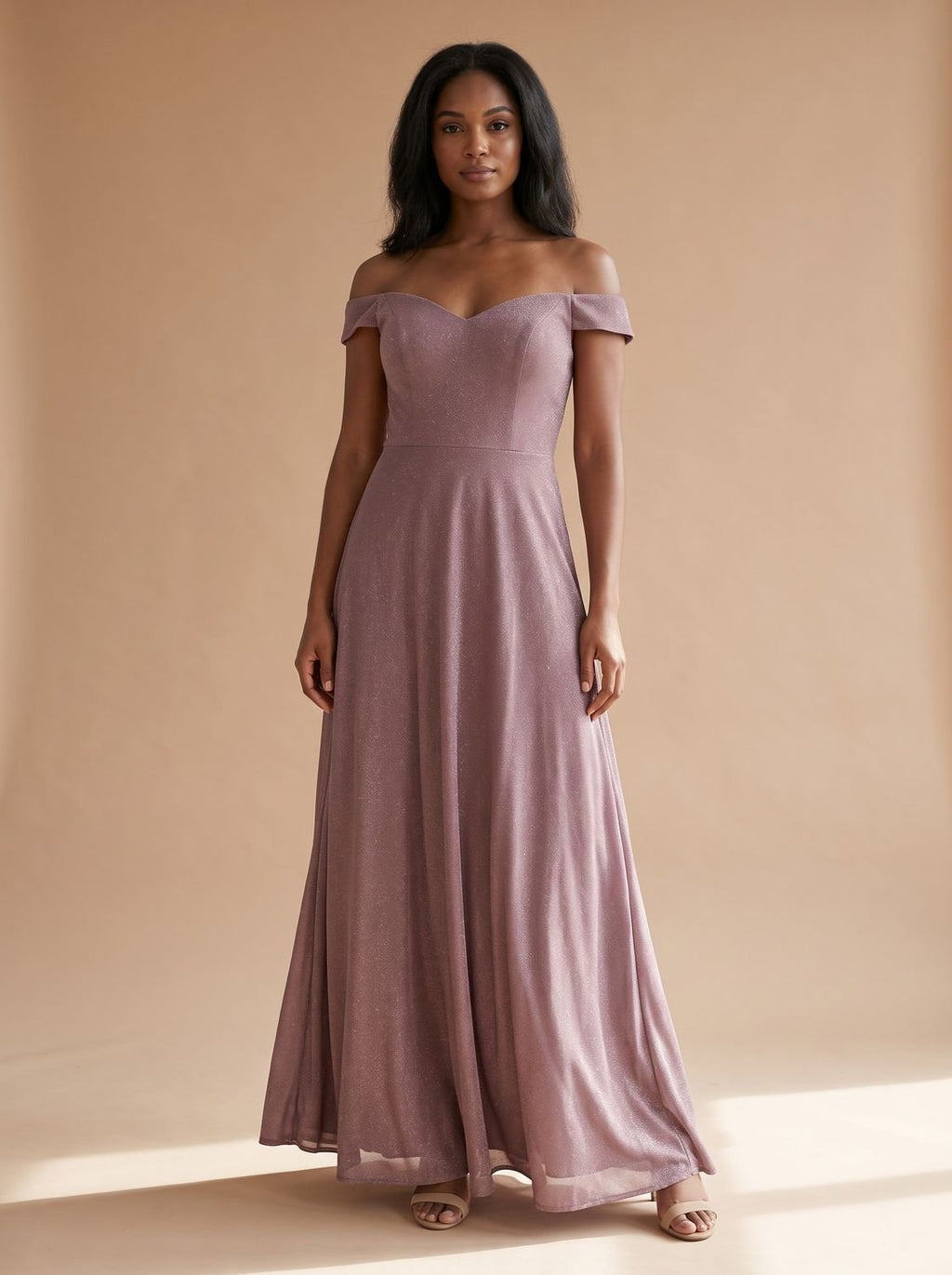 Camila | Women's Off-Shoulder Glitter A-Line Formal Wedding Guest Gown