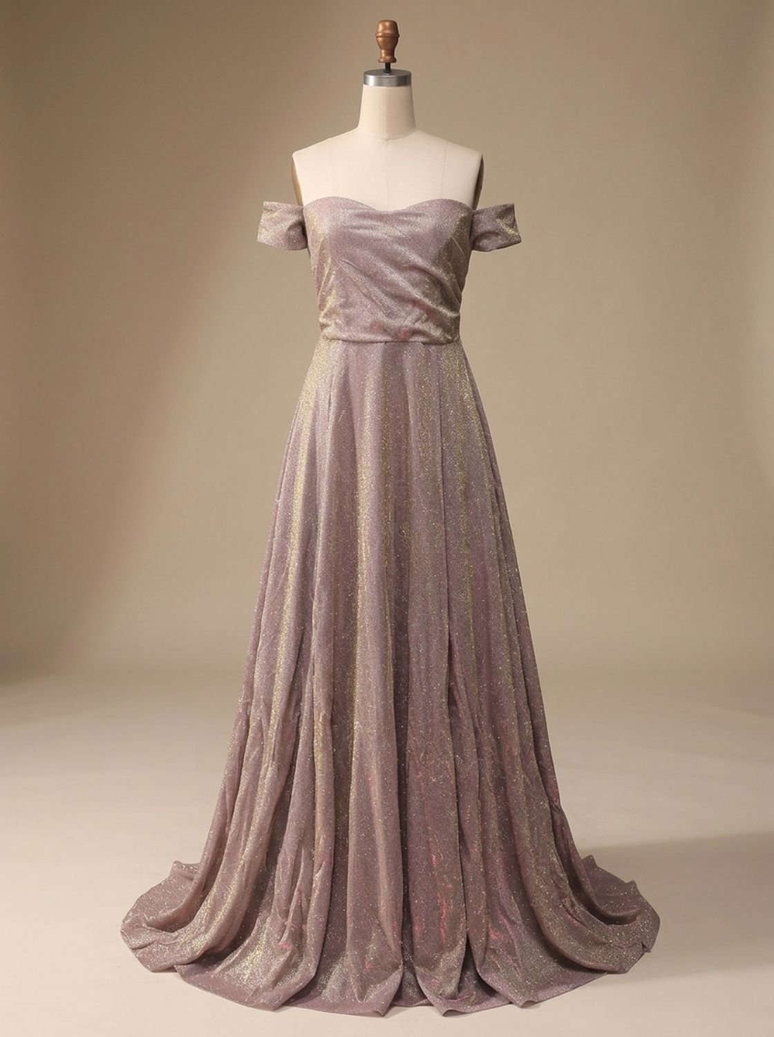Camila | Women's Off-Shoulder Glitter A-Line Formal Wedding Guest Gown